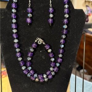 Elegant Purple and Silver Jewelry Set